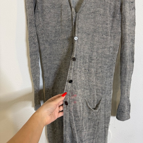 Eileen fisher the fisher project longline knit grey linen blend cardigan - Picture 3 of 5